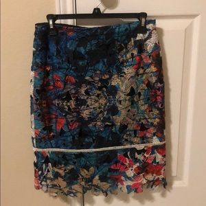 Lace cut-out pencil skirt